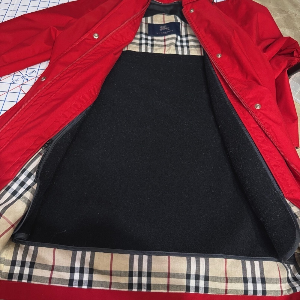 BURBERRY London Red Nova Check Trench Coat w/Wool Removable Lining & Hood Small - Picture 6 of 9
